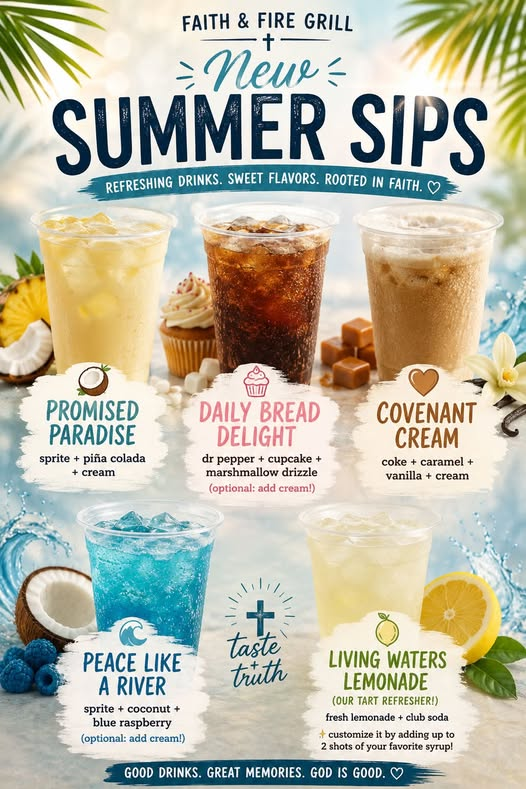 Faith & Fire Grill Summer Sips Menu