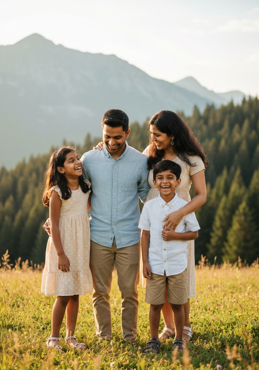 Happy family outdoors representing connection and growth through parent coaching