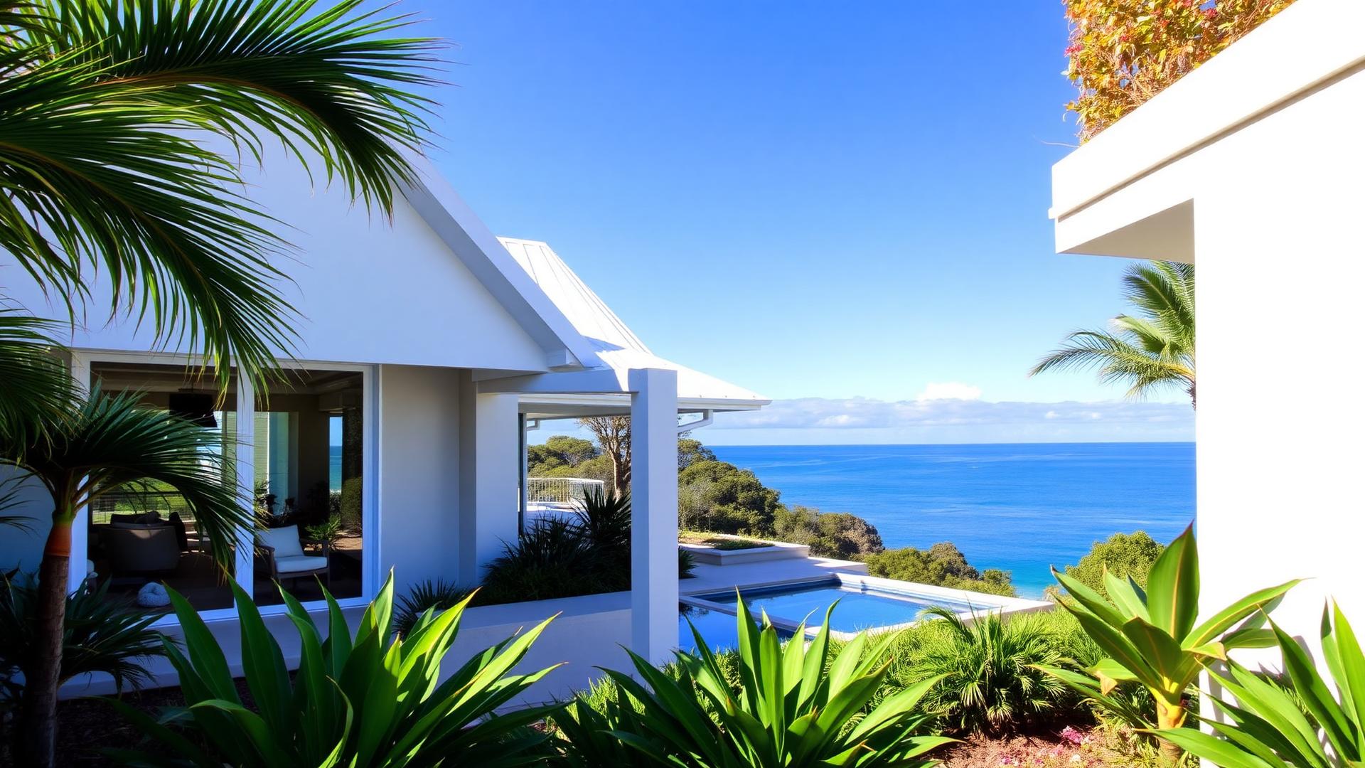 Beautiful coastal home exterior - organic house cleaning Noosa