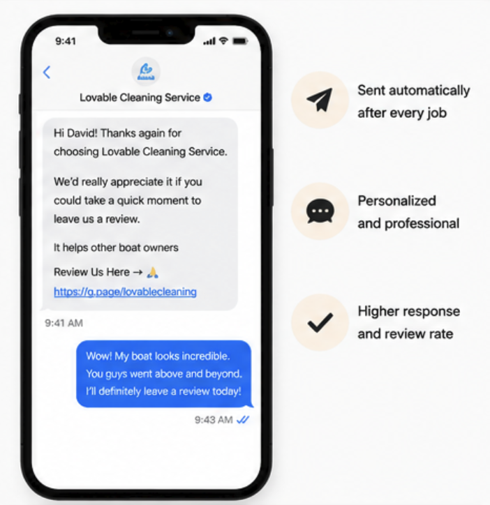 Automated text message review request