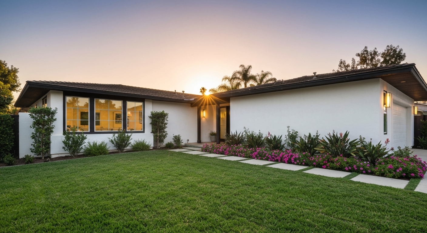 Beautiful single-story home exterior in Southern California