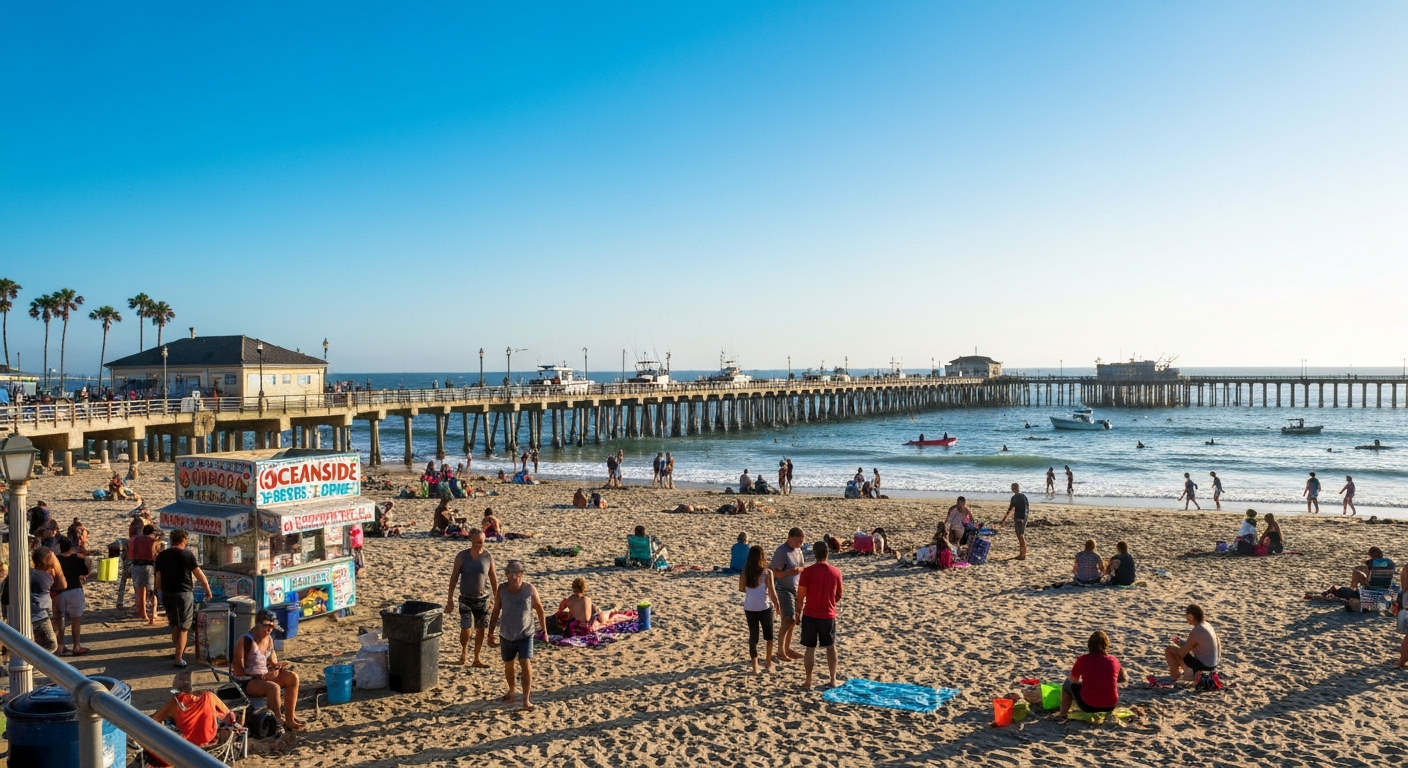 Lively scene near the Oceanside pier