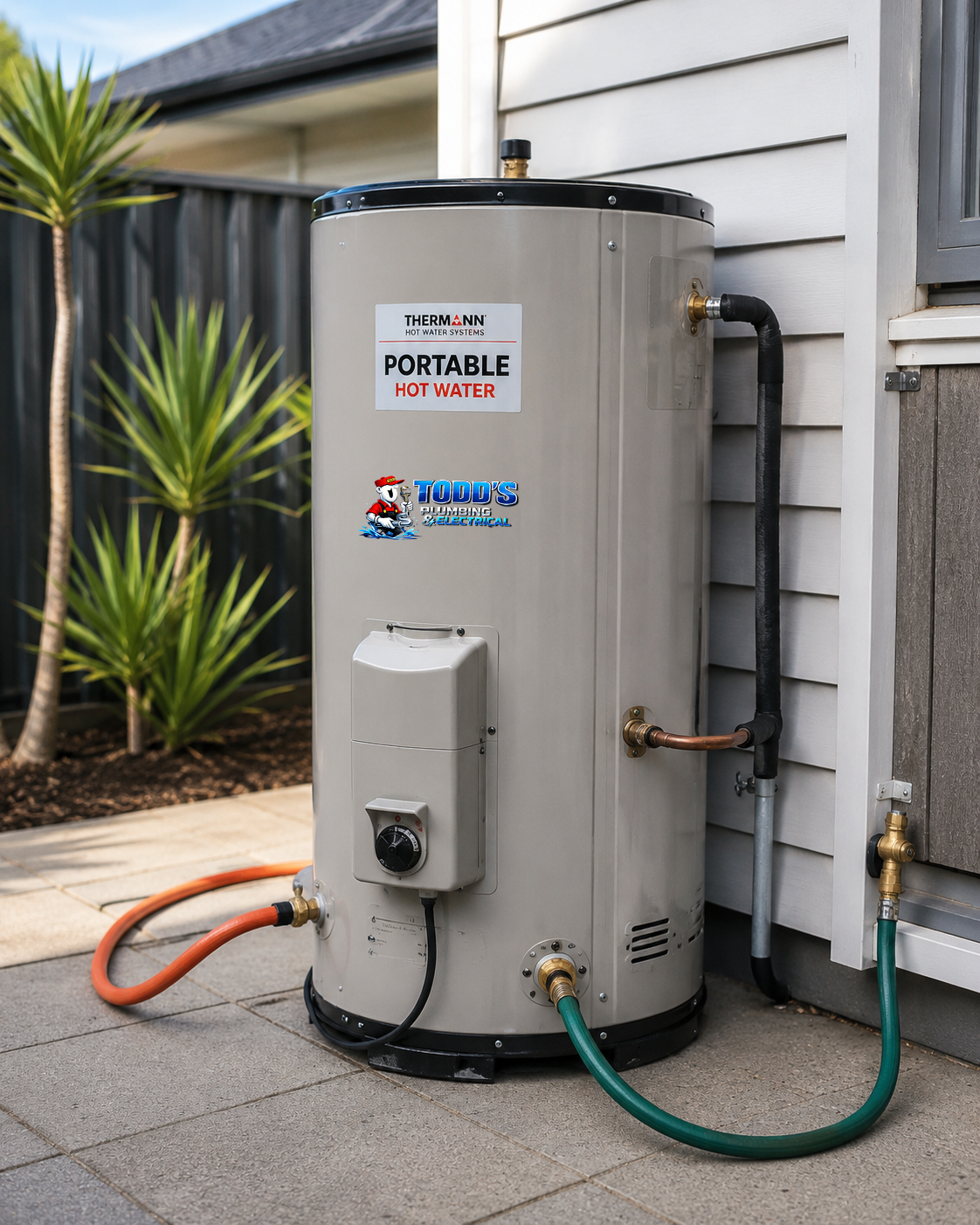Temporary hot water system installation