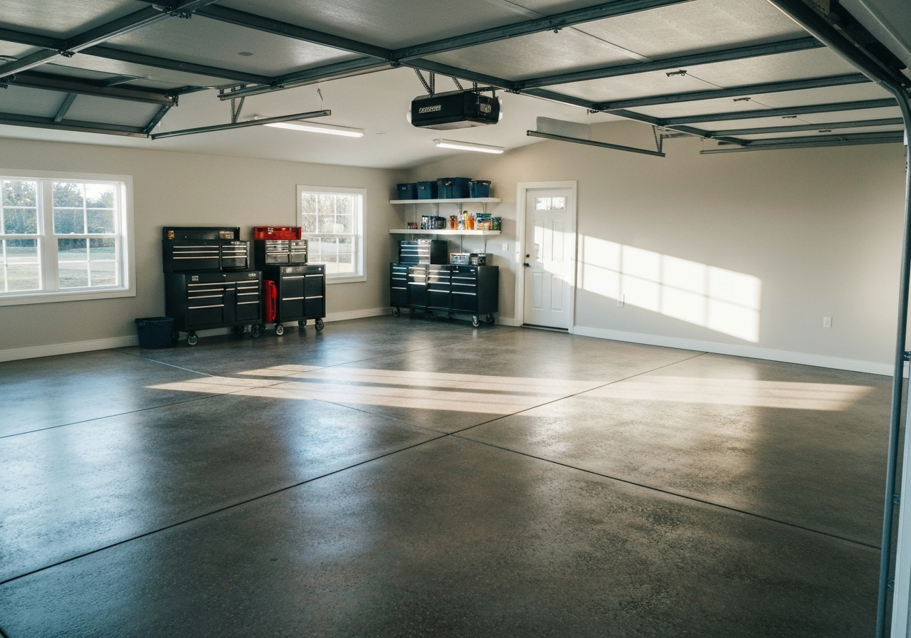 Flake epoxy garage floor