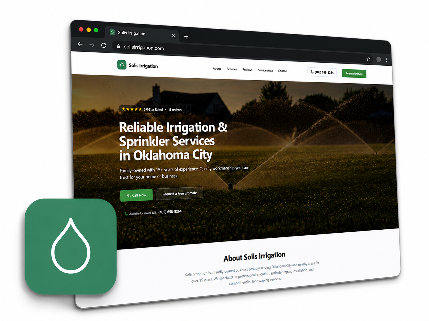 Solis Irrigation Website Mockup