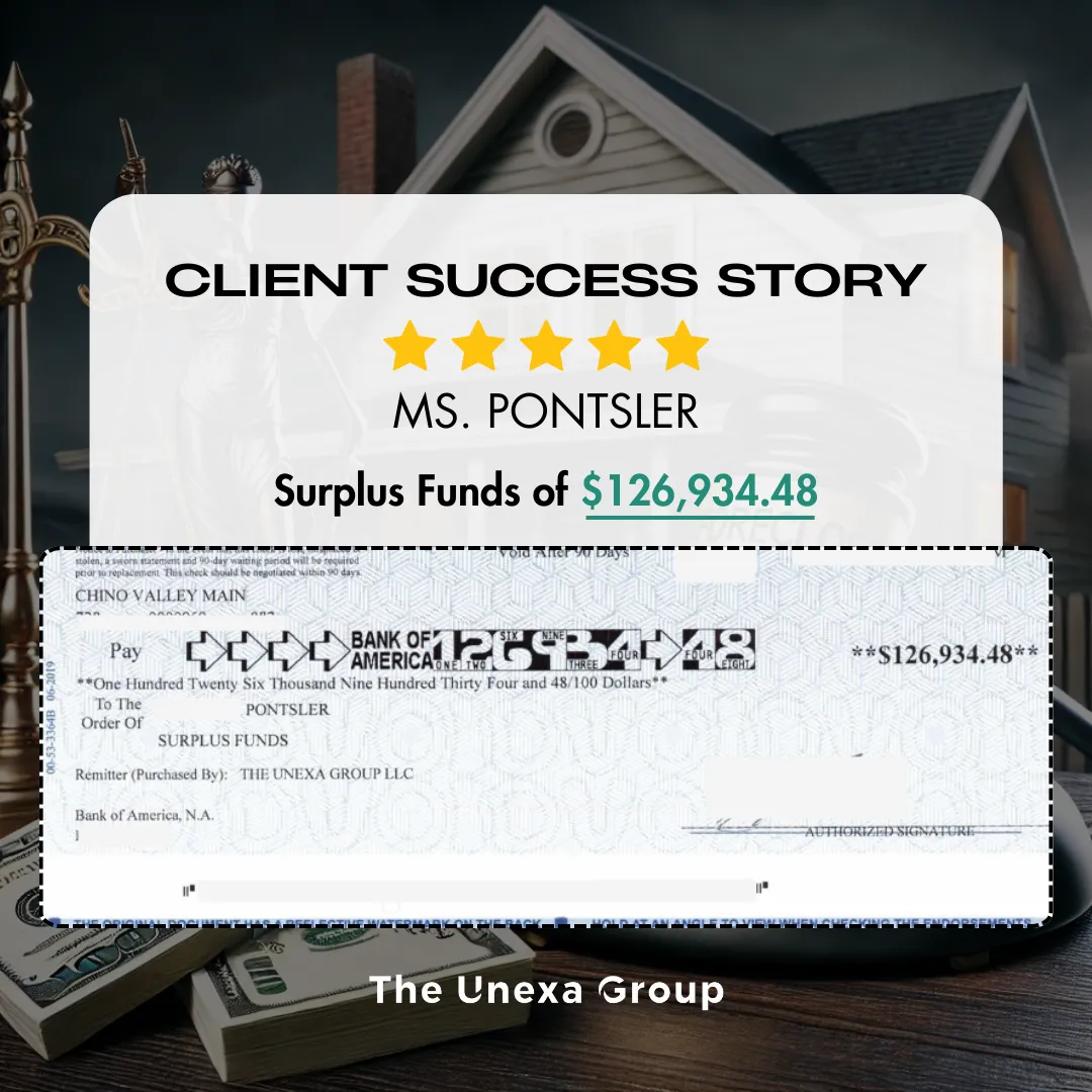 Ms. Pontsler surplus funds check — $126,934.48