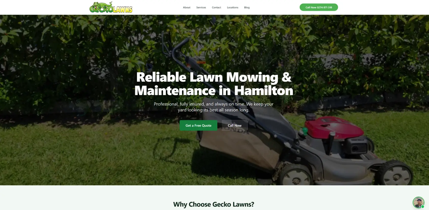 Gecko Lawns website preview