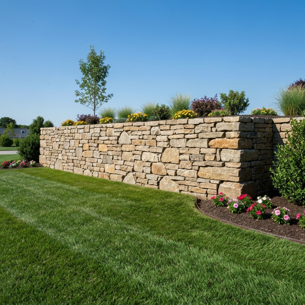 Fieldstone Retaining Wall in Farmingville, NY