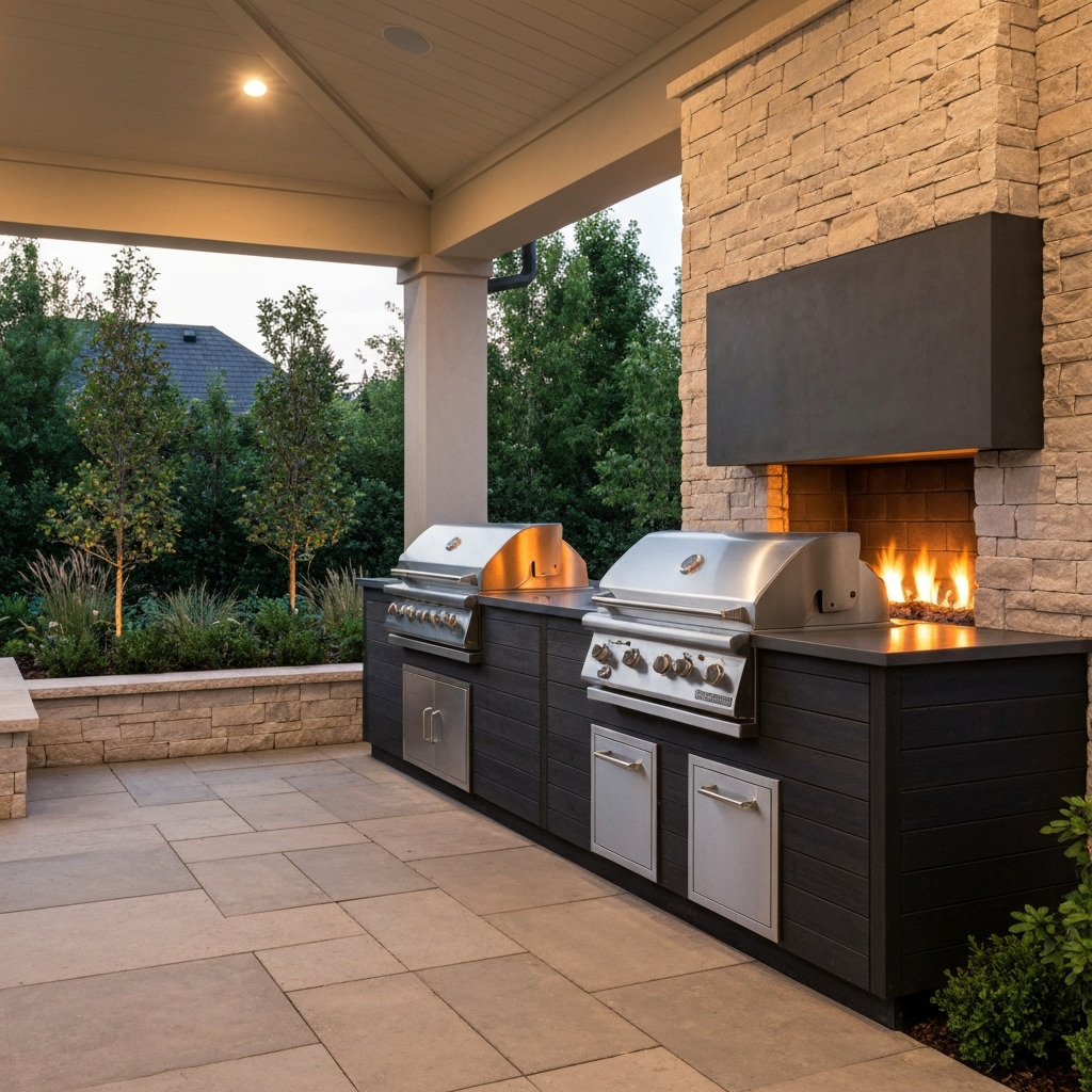 Outdoor Kitchen and Firepit in Farmingville, NY