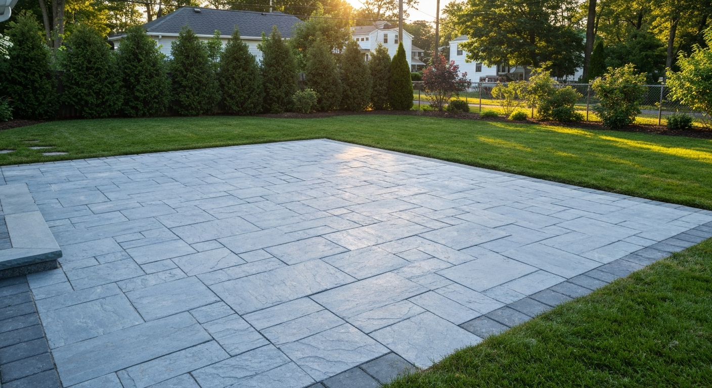 bluestone patio installation Long Island by Perna Masonry