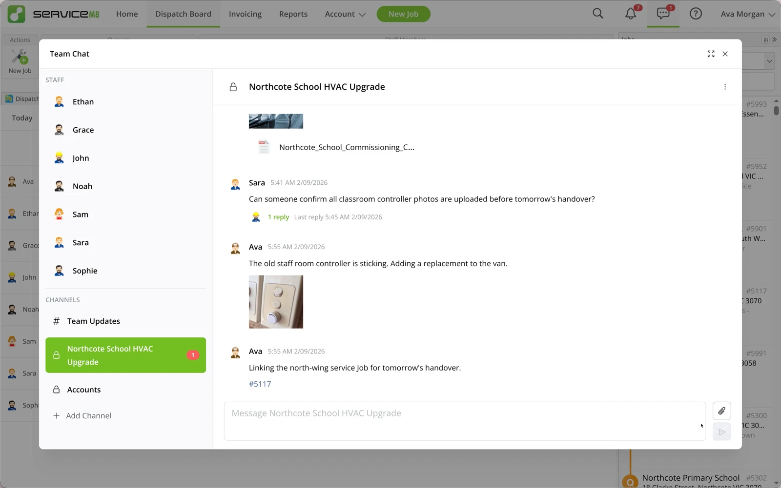 Staff Chat brings native team messaging into ServiceM8