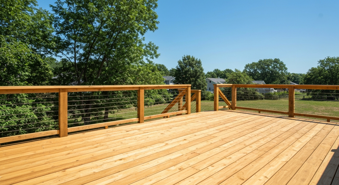 Natural wood deck installation