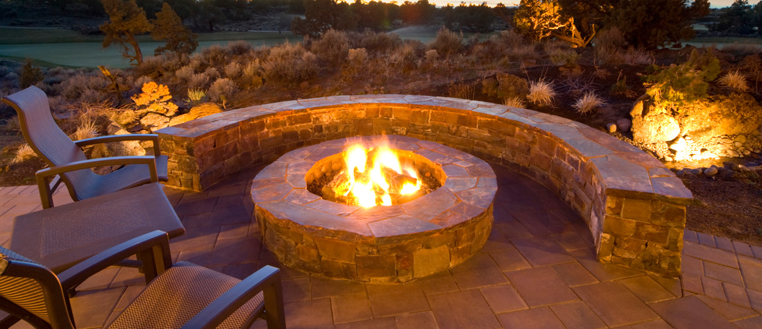 Large paver patio with outdoor dining area