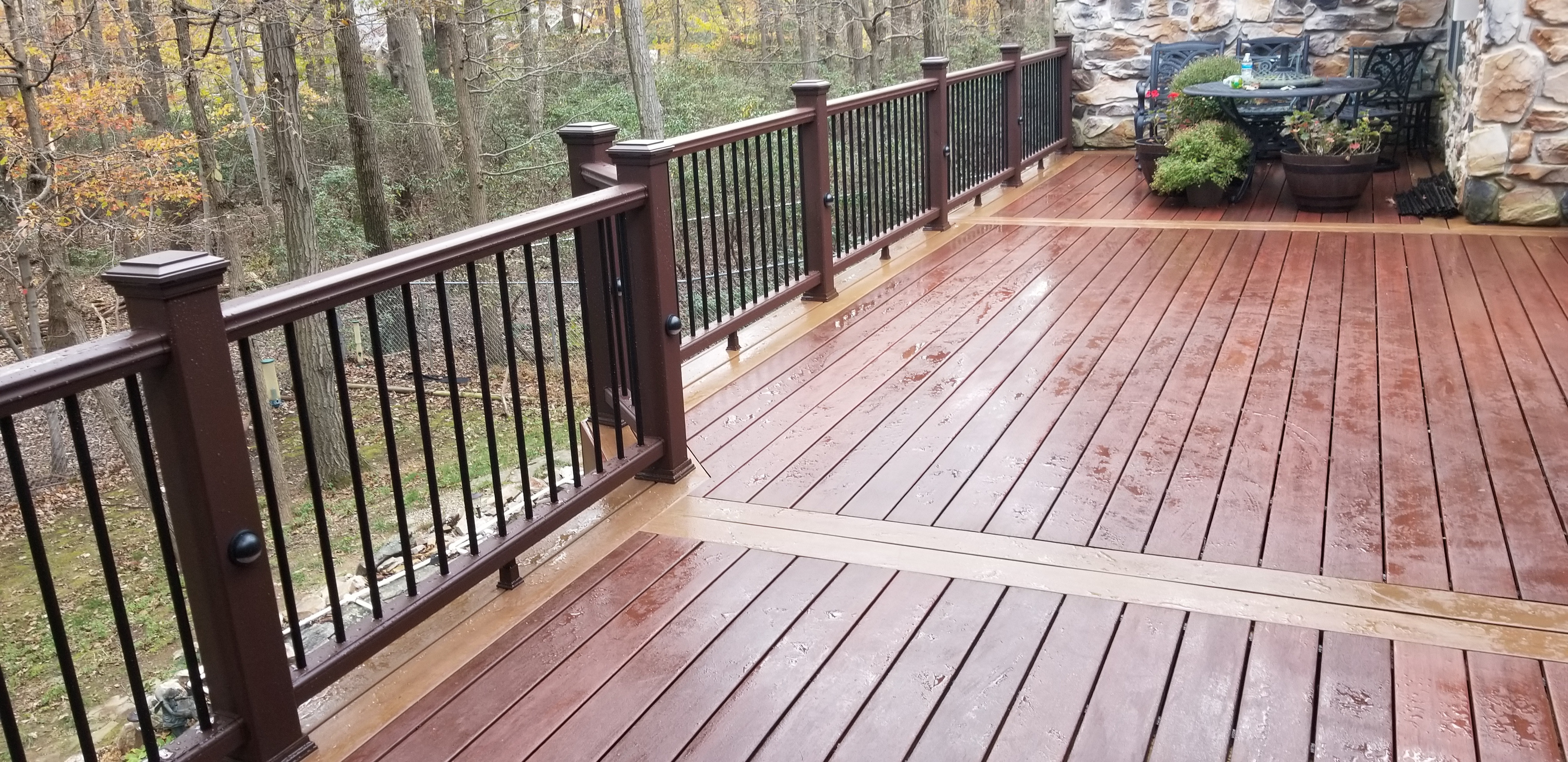 Dark wood deck with contrasting border