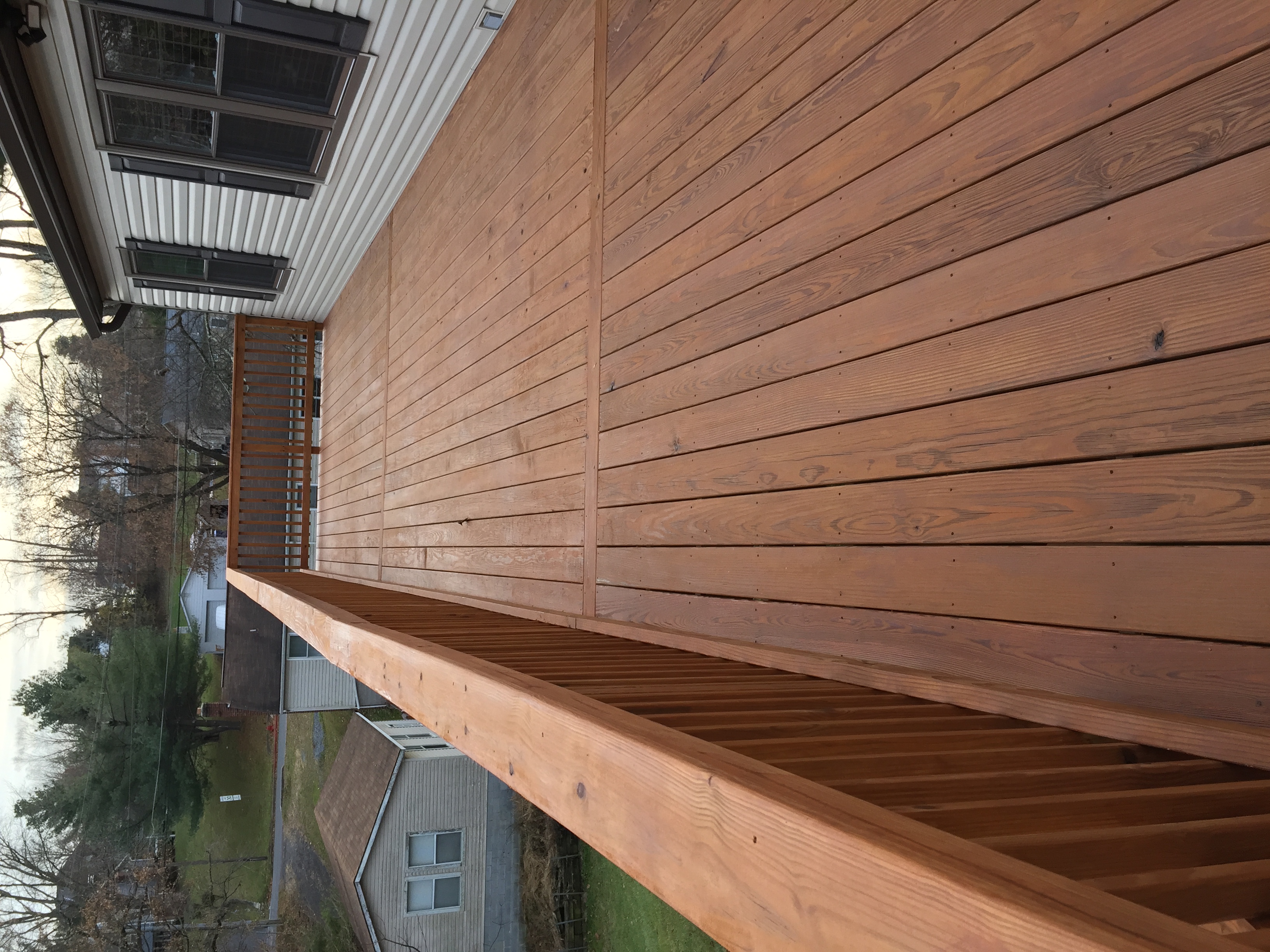 Large stained wood deck