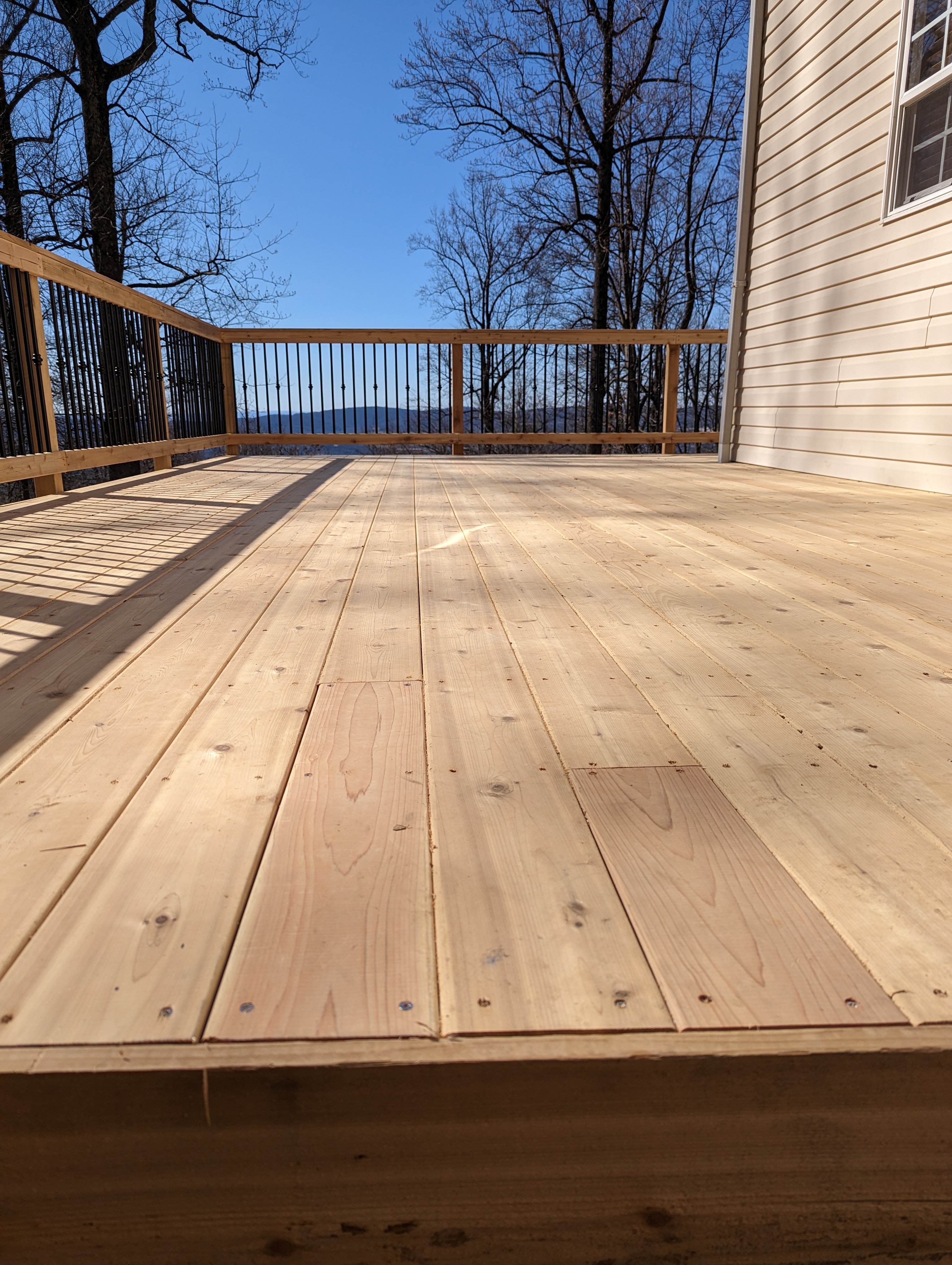Low angle of wood deck surface