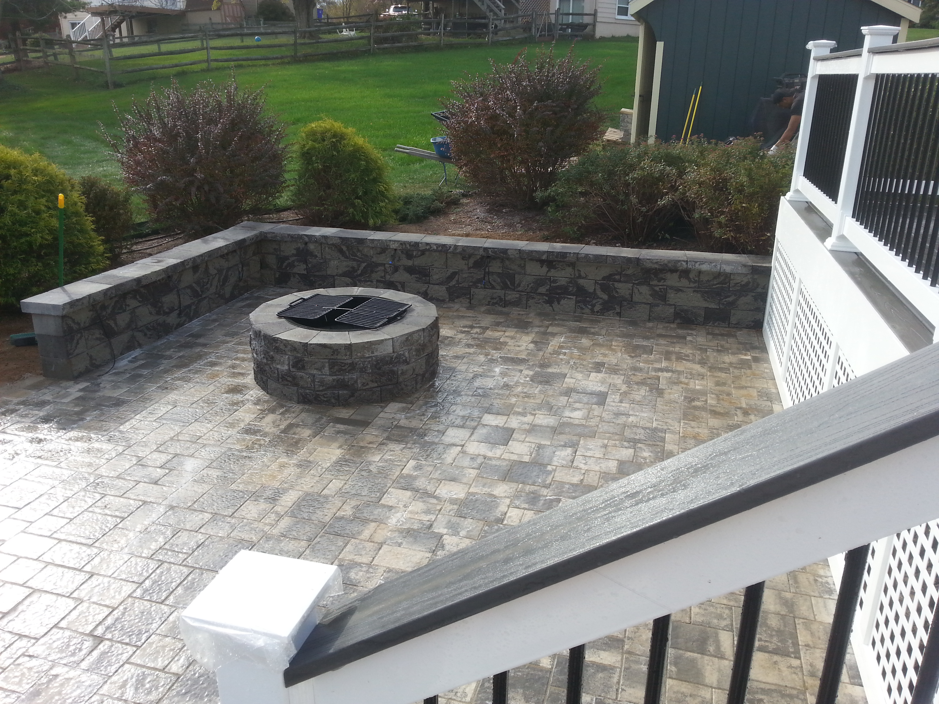 Paver patio with built-in fire pit
