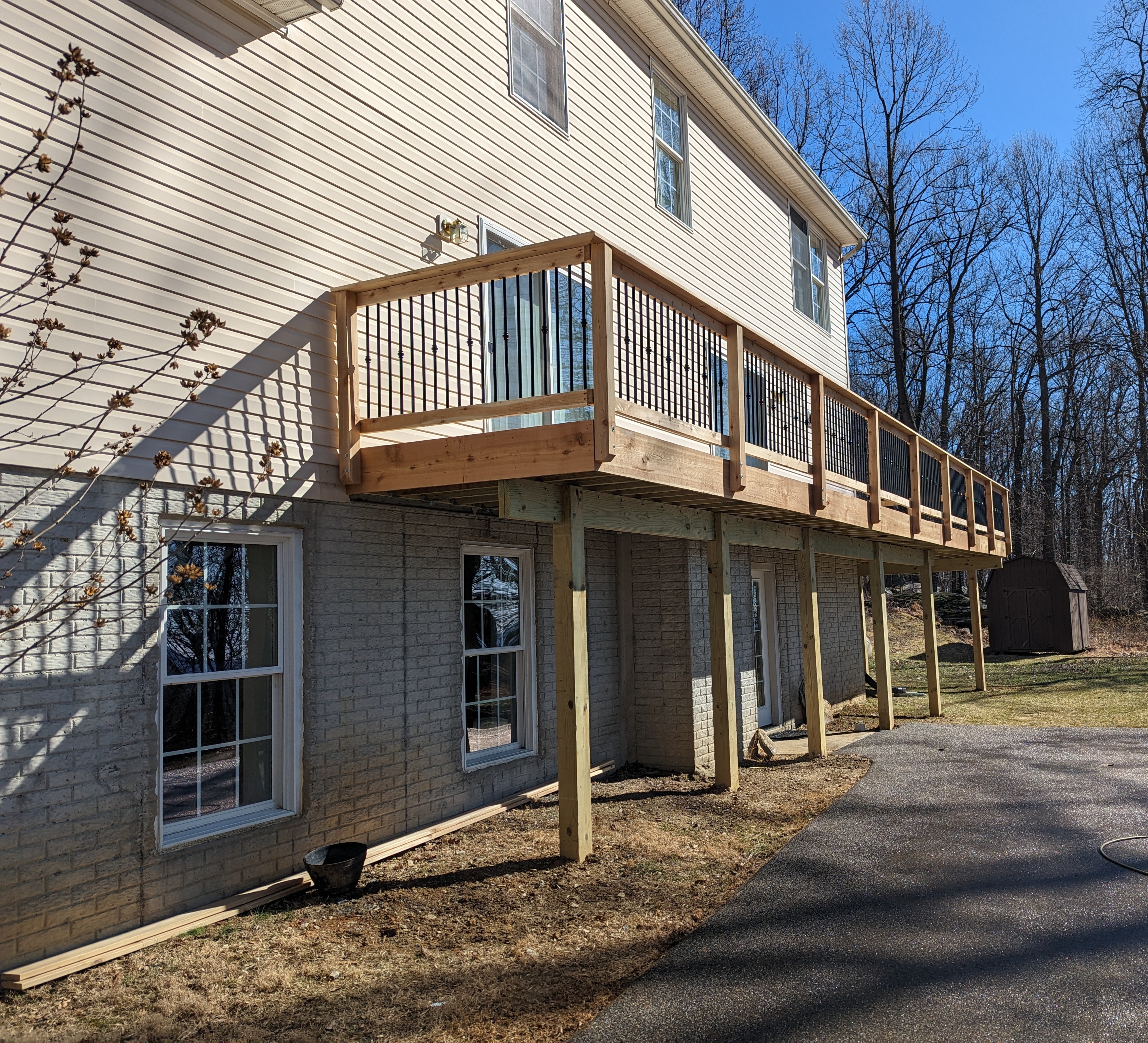 Elevated wood deck exterior