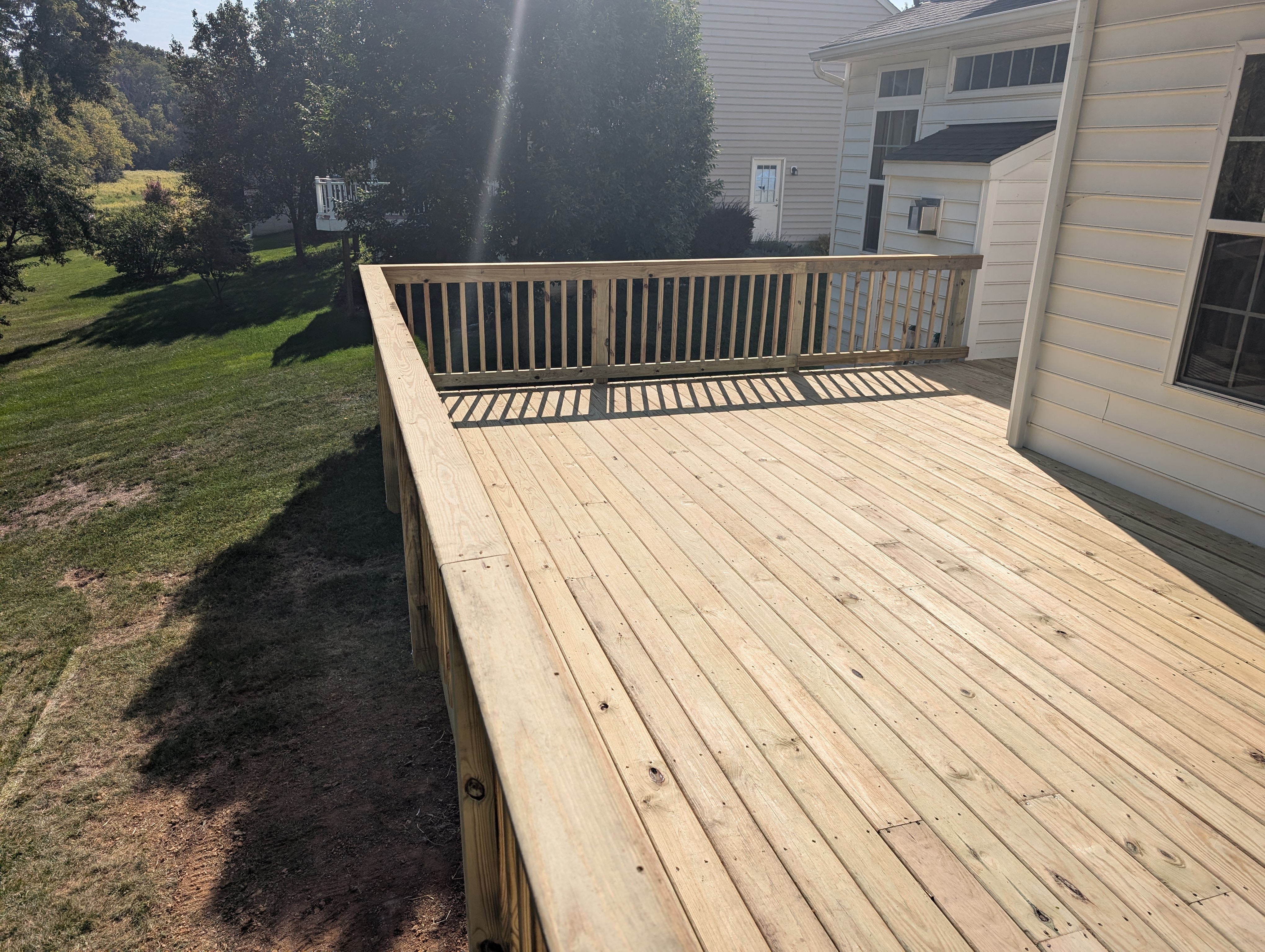 Expansive wooden deck exterior