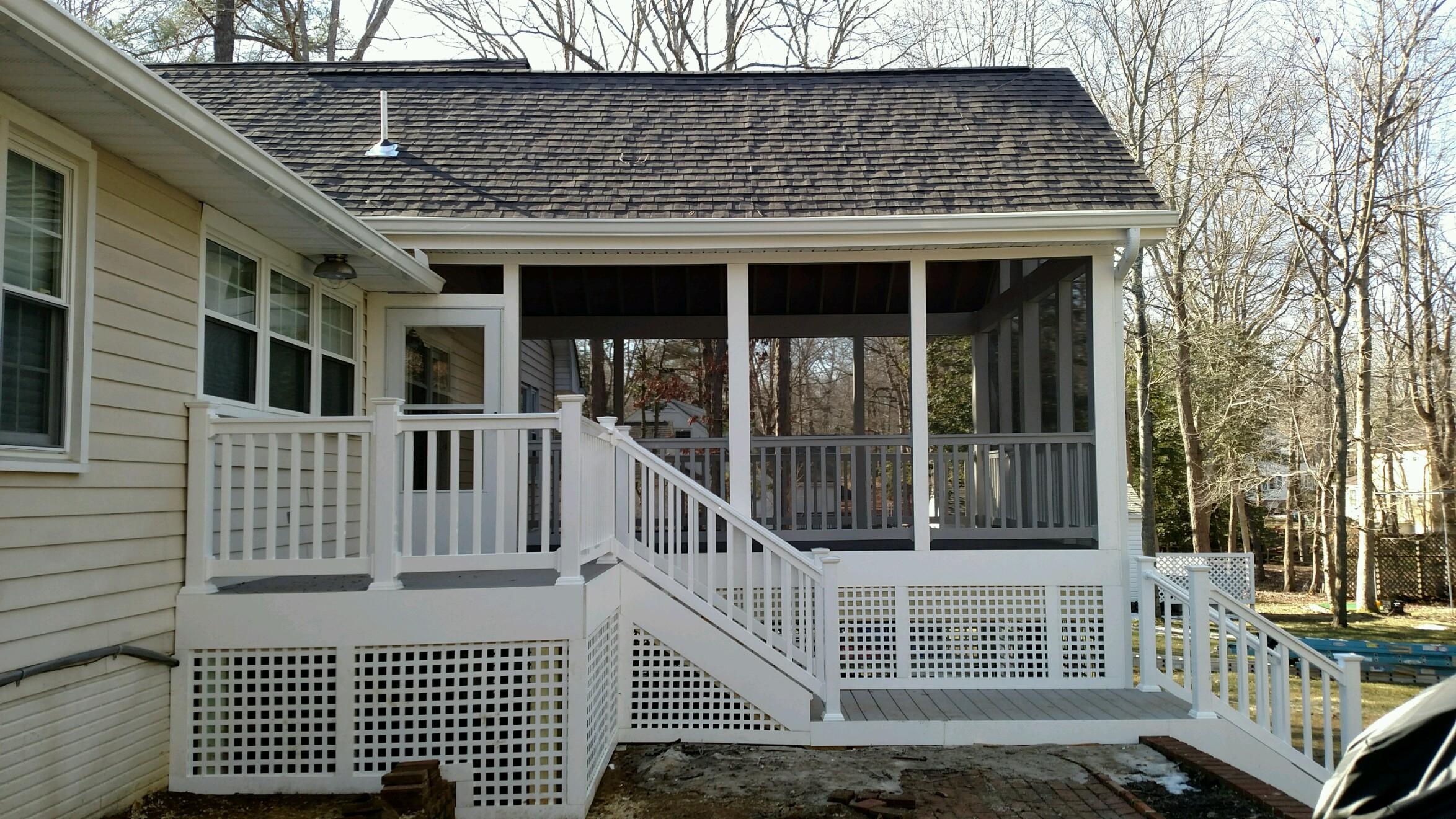Elevated screened porch with stairs