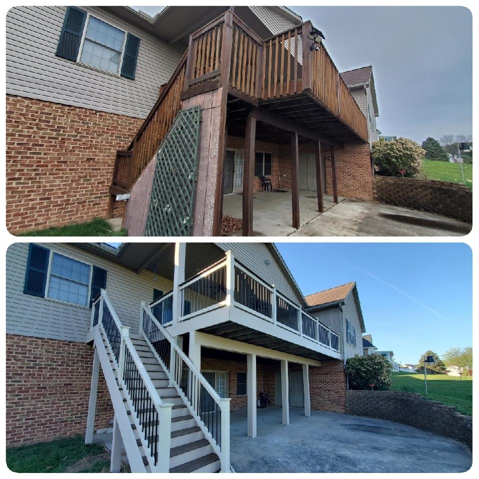 Elevated deck transformation before and after comparison