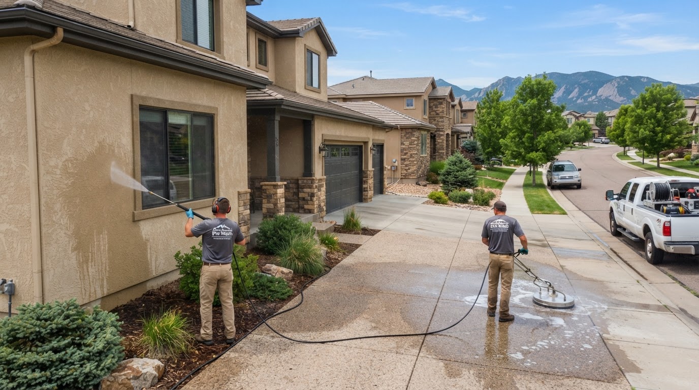 Pressure washing in Highlands Ranch, CO