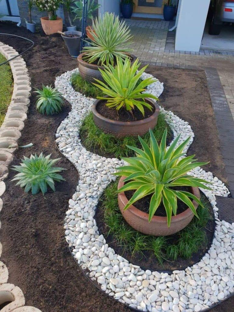 Potted Plant Rock Border
