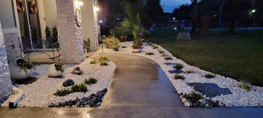 Nighttime Front Yard Landscaping
