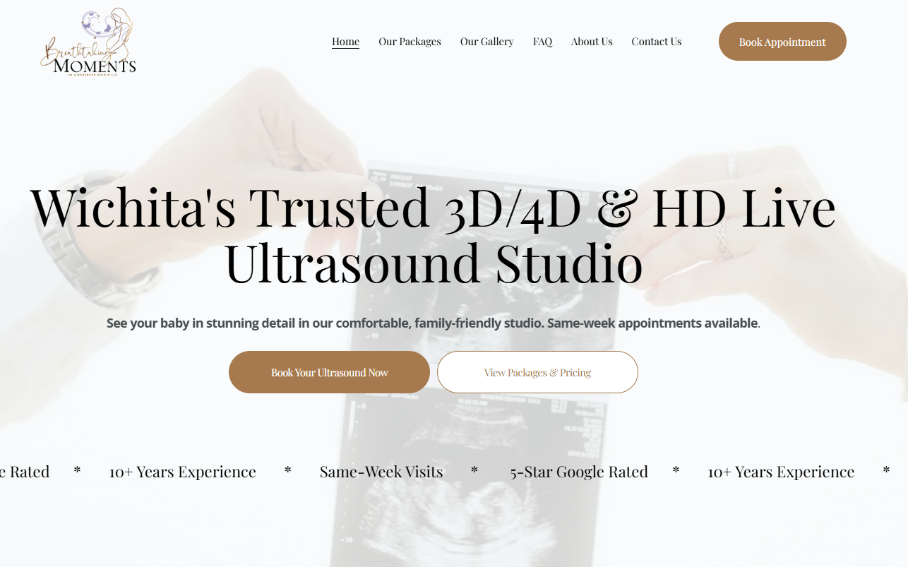 Breathtaking Moments Ultrasound website preview