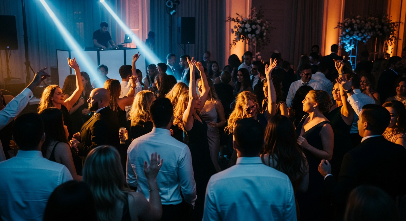 Packed dance floor at a luxury event