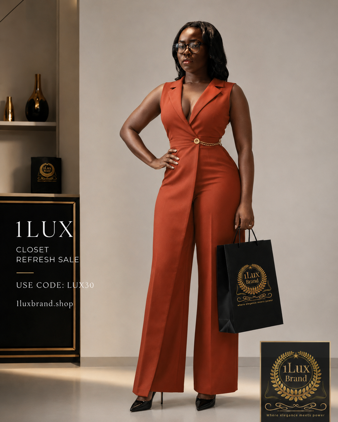 Terracotta Wide-Leg Jumpsuit