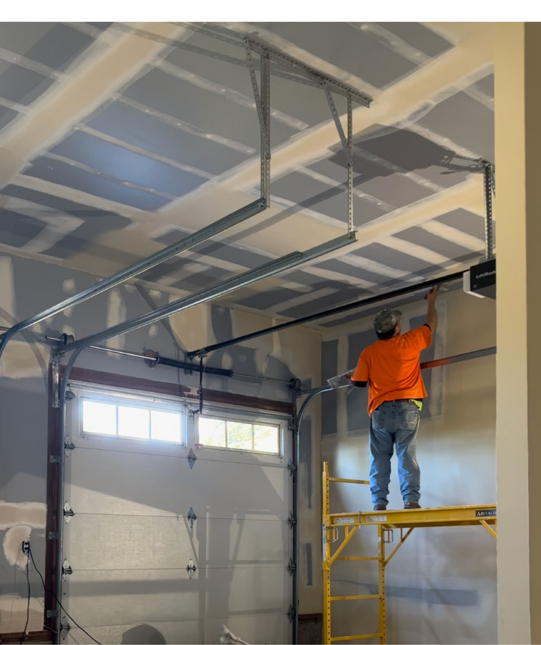 Drywall finishing work in progress