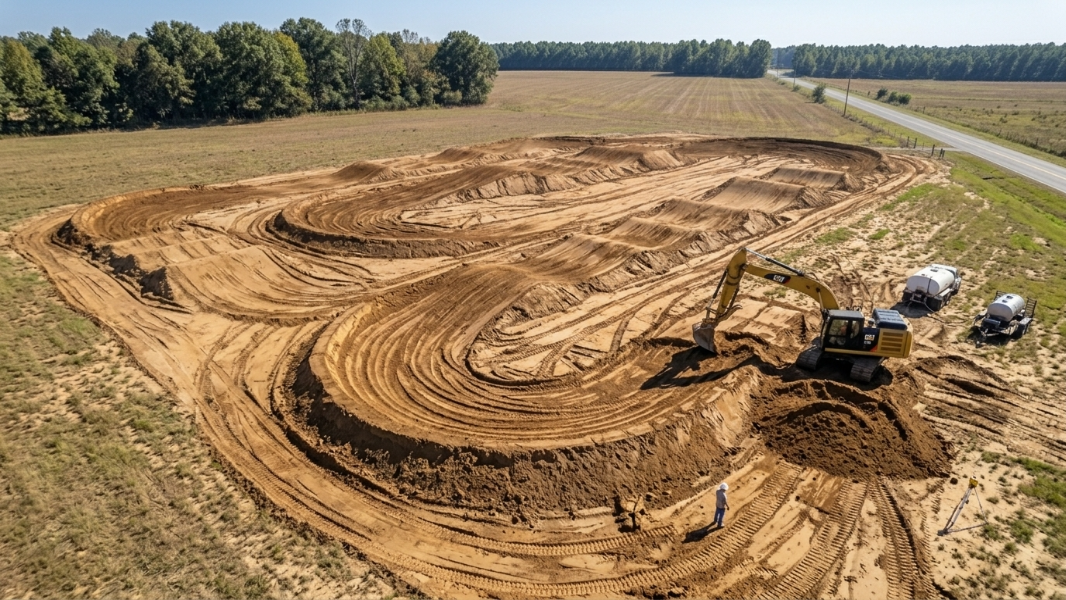 Freshly excavated dirt pump track