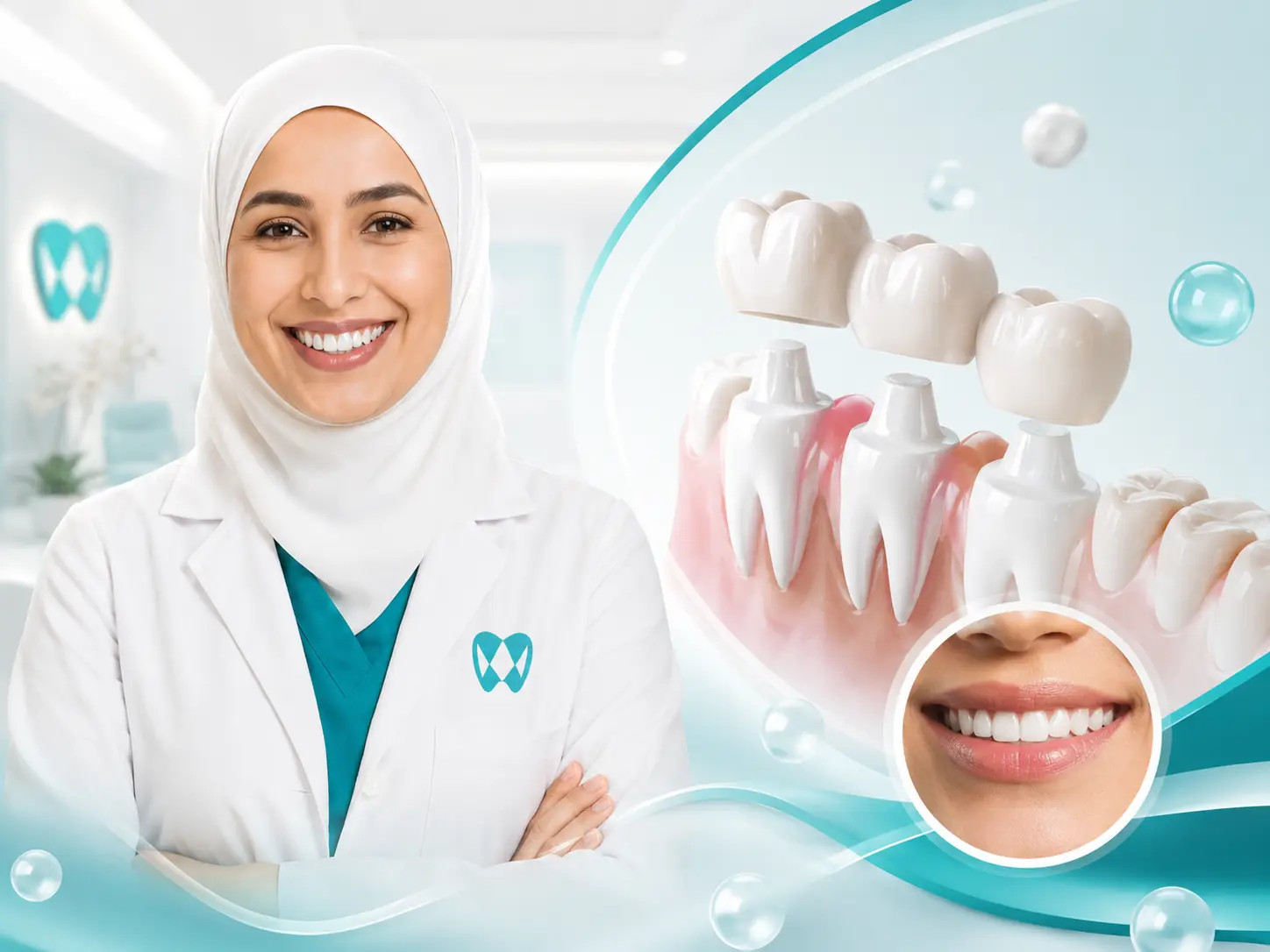 صورة لخدمة تركيبات وتجميل الأسنان في مجمع النخبة