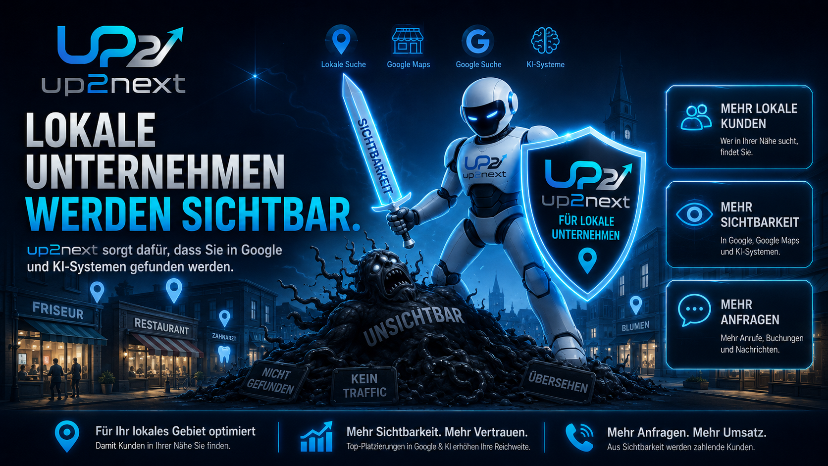Lokale Unternehmen werden sichtbar - up2next Webdesign für regionale Sichtbarkeit