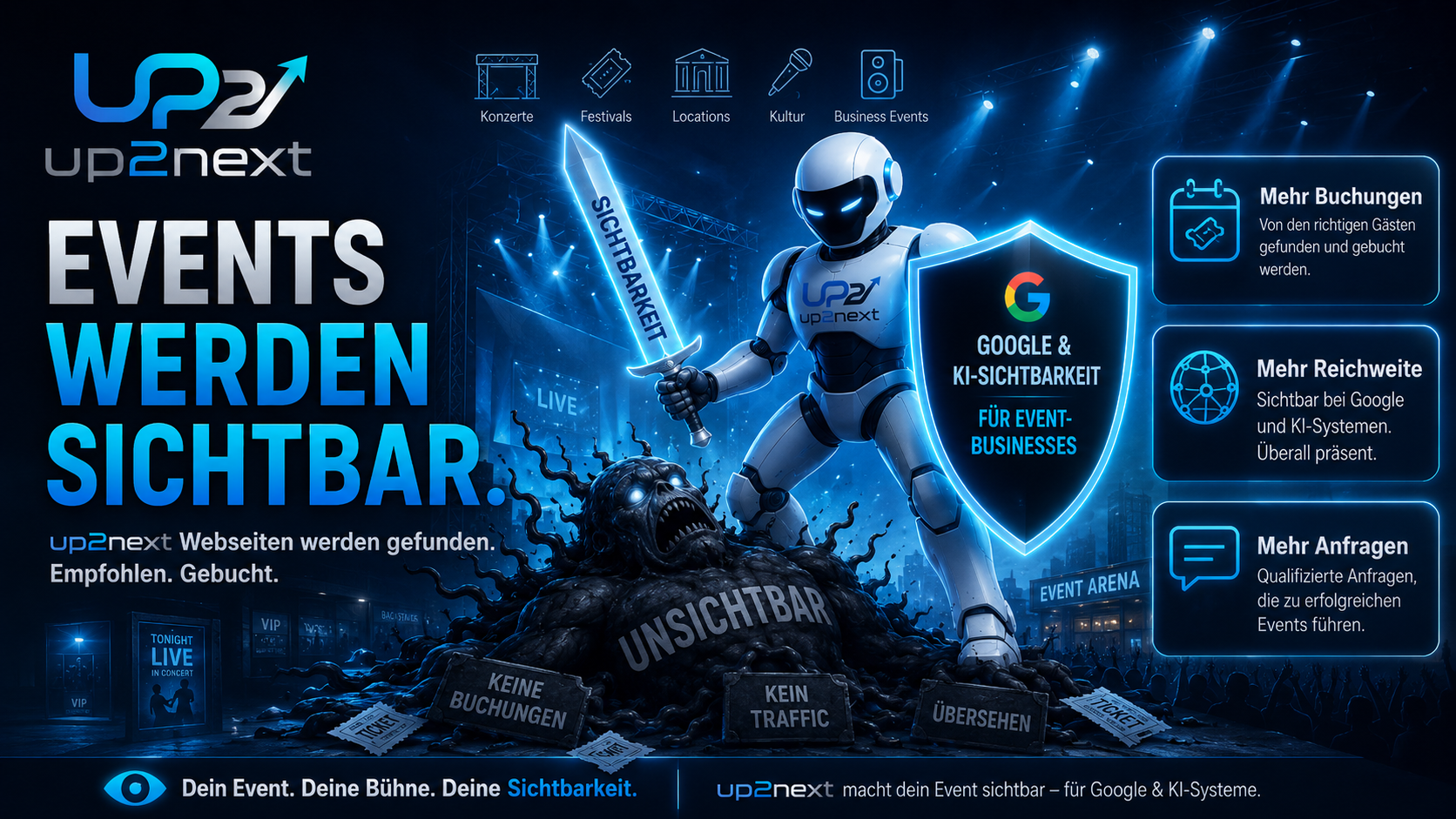 Events werden sichtbar - up2next Webdesign für Eventdienstleister