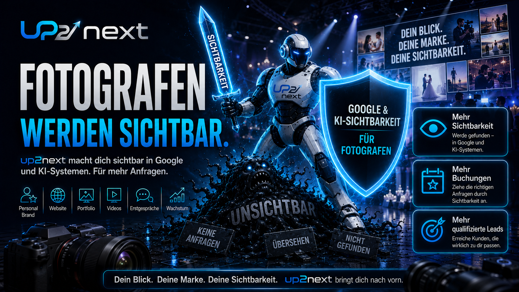 Fotografen werden sichtbar mit up2next – Google & KI-Sichtbarkeit für Fotografen, mehr Anfragen und Buchungen