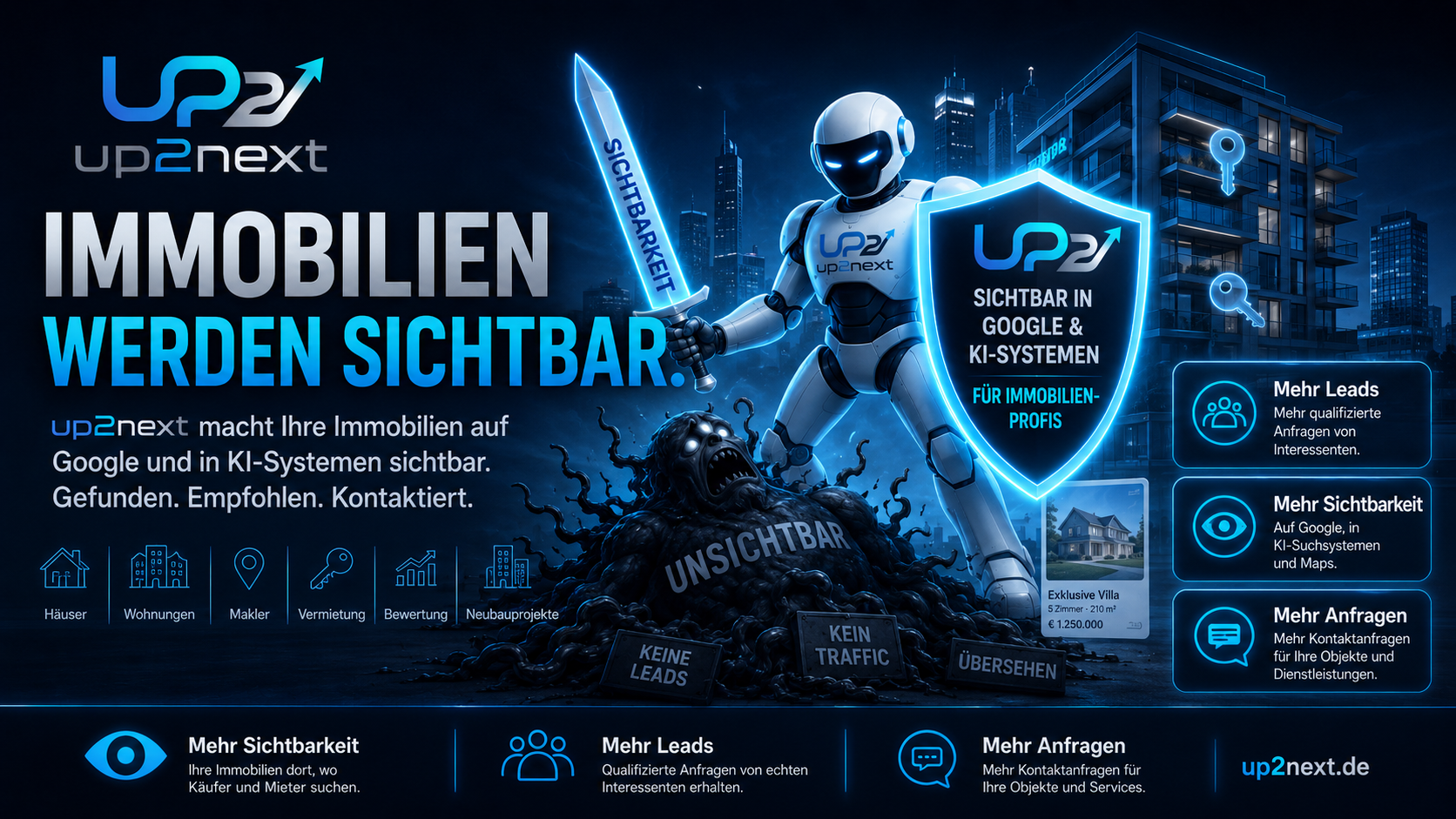 Immobilien werden sichtbar - up2next Webdesign für Makler