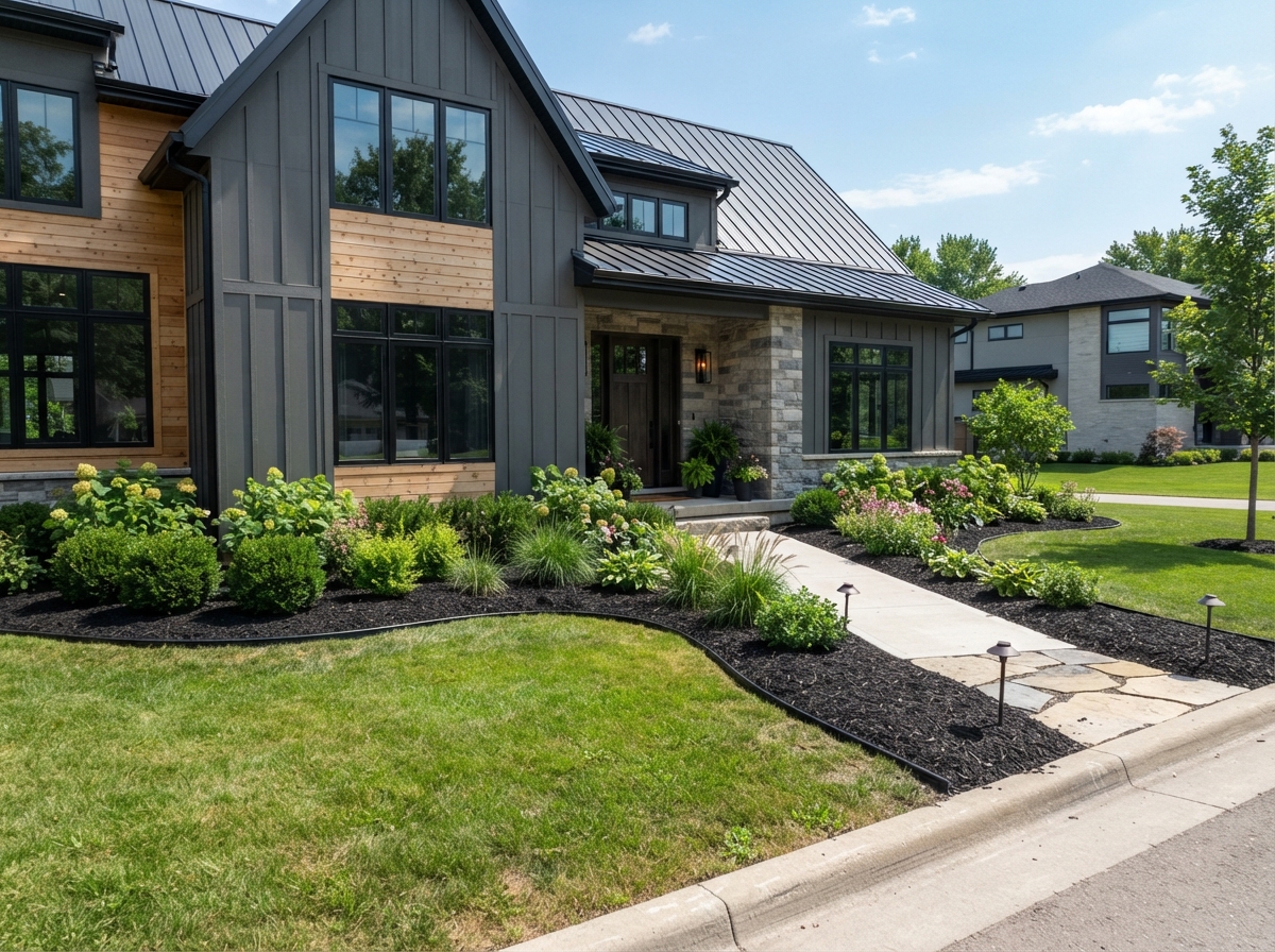 Residential property finished with premium black mulch
