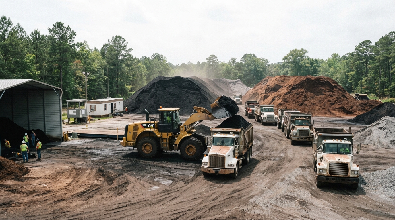 Organized mulch inventory at the facility