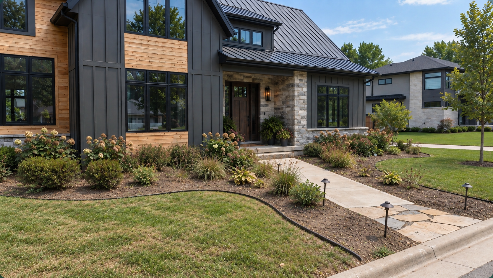 Black Mulch Curb Appeal Transformation before