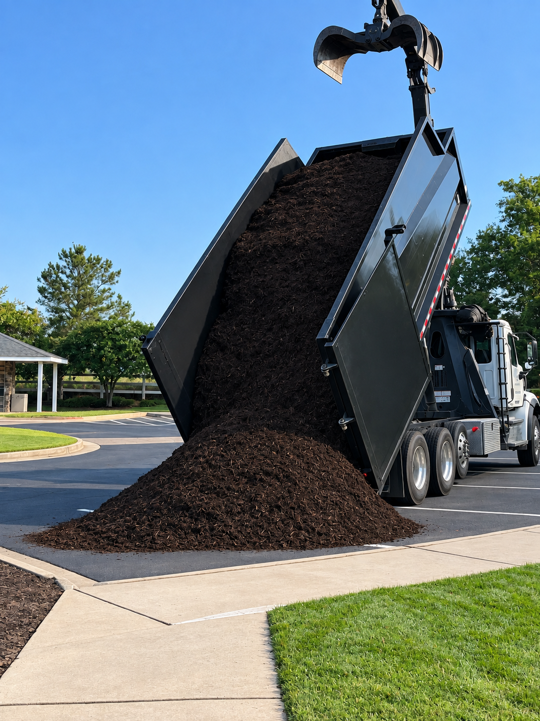 GreenForce truck leaving the yard after loading