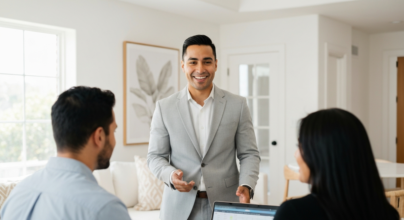Real estate agent meeting with clients
