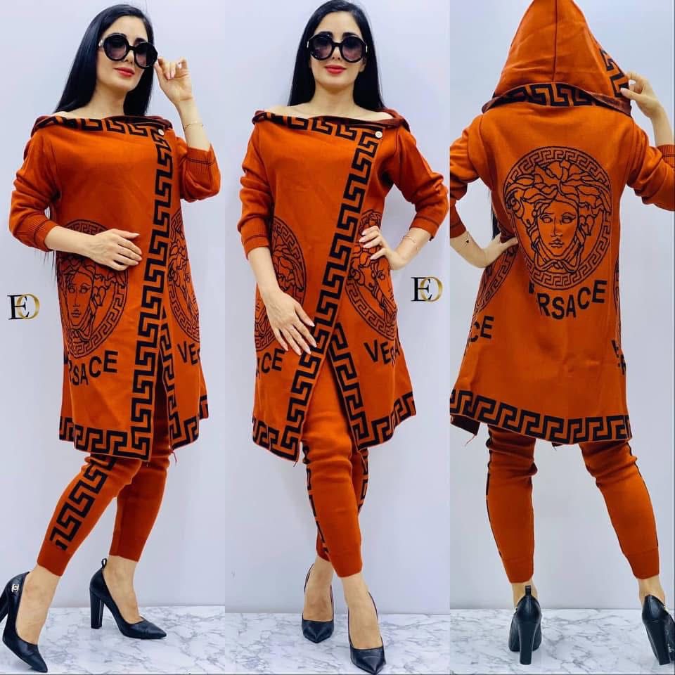 Rust colored designer outfit