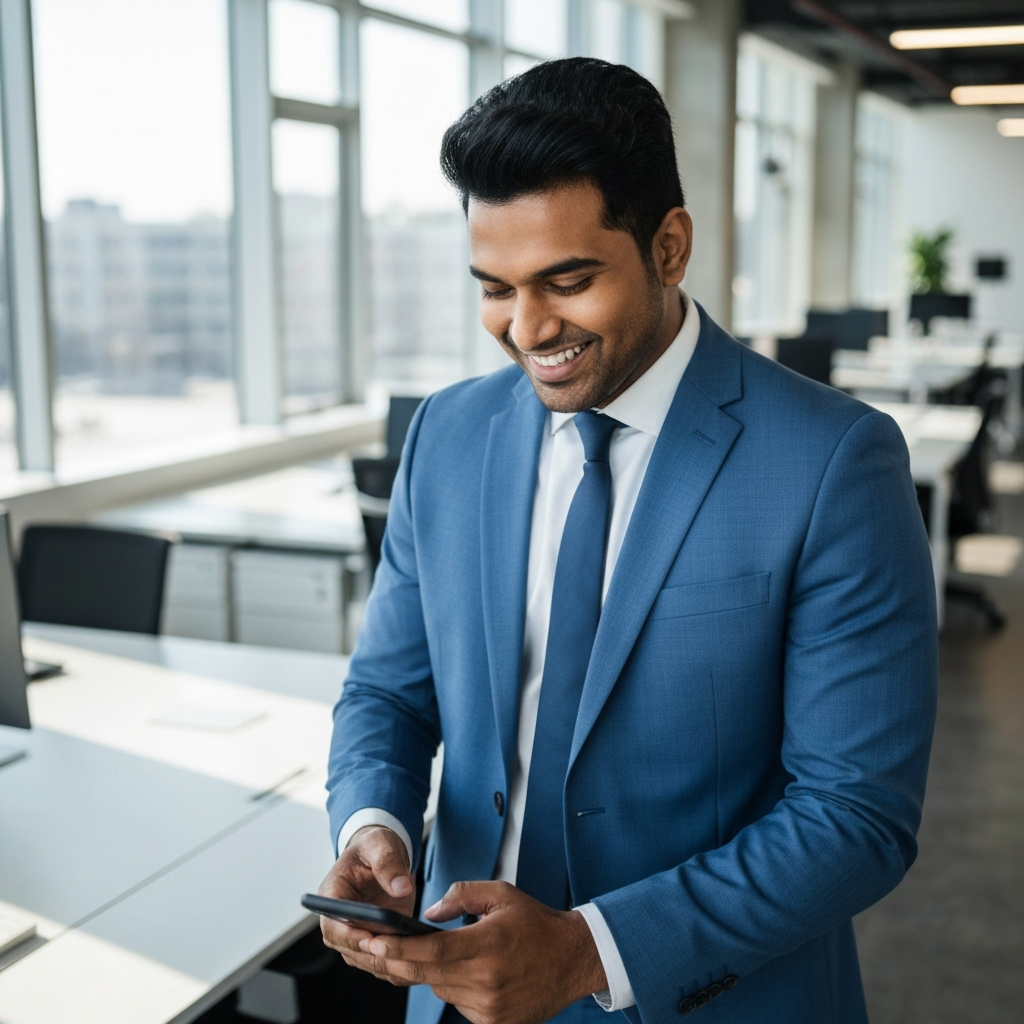 Professional looking at phone