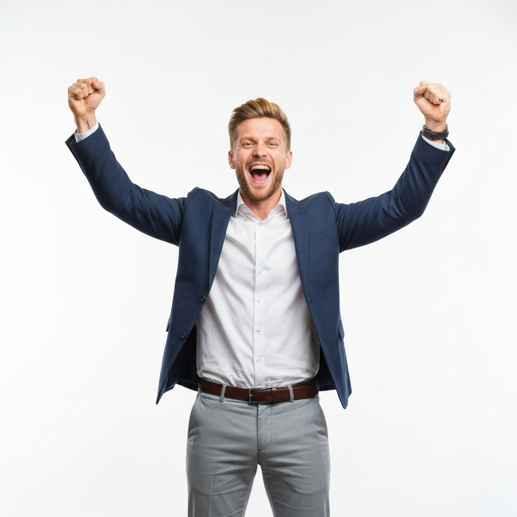 Excited business owner