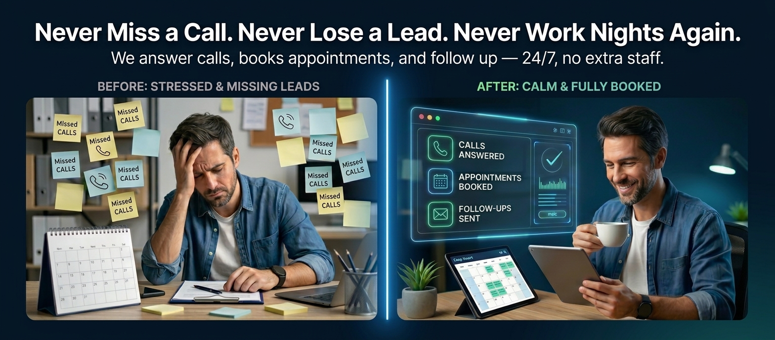 Never Miss a Call. Never Lose a Lead. Before and After comparison.