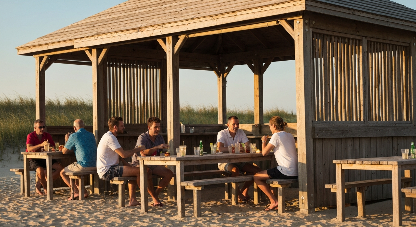 Gezellig team op het strand