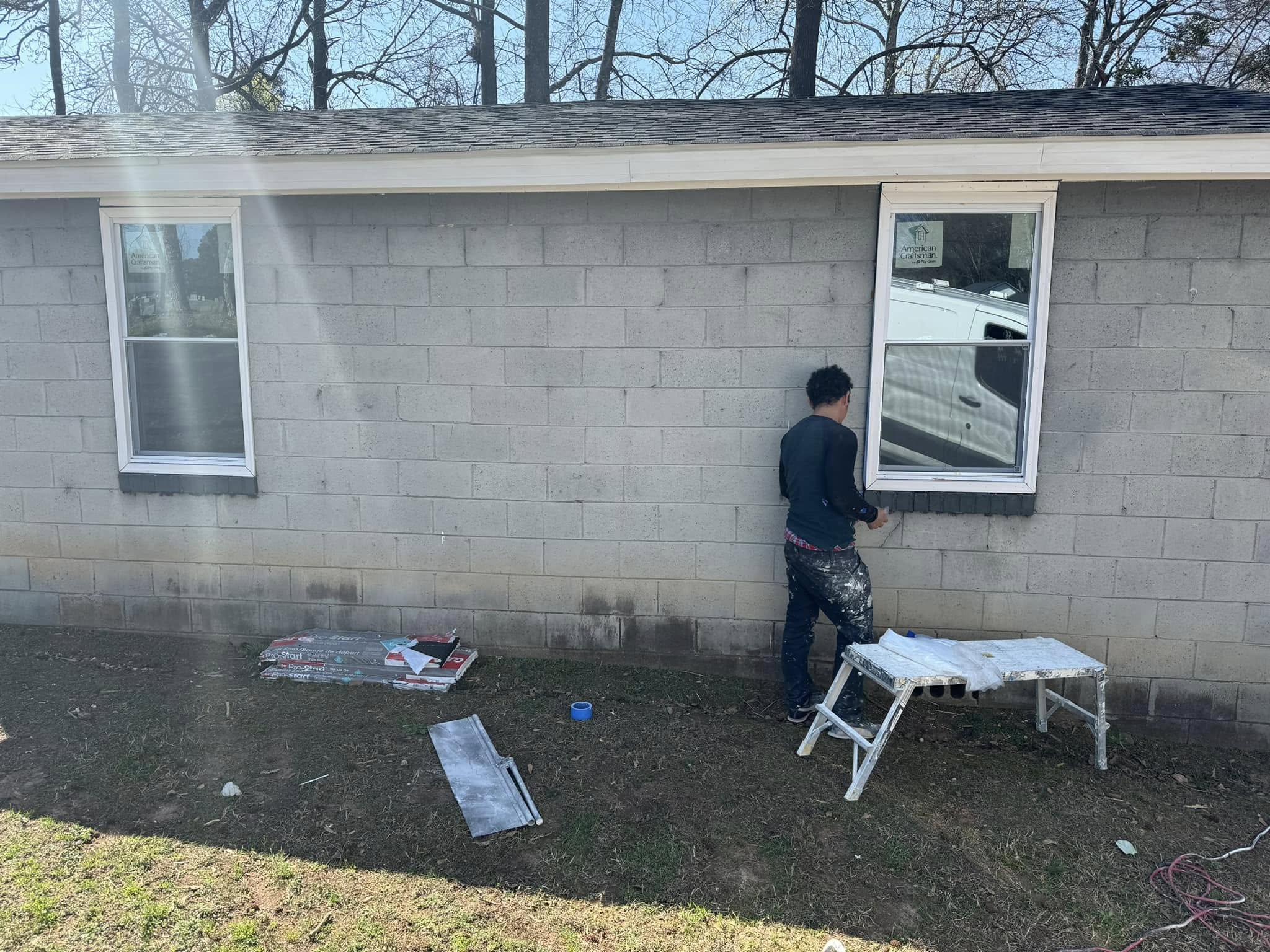 Exterior masonry and window painting prep