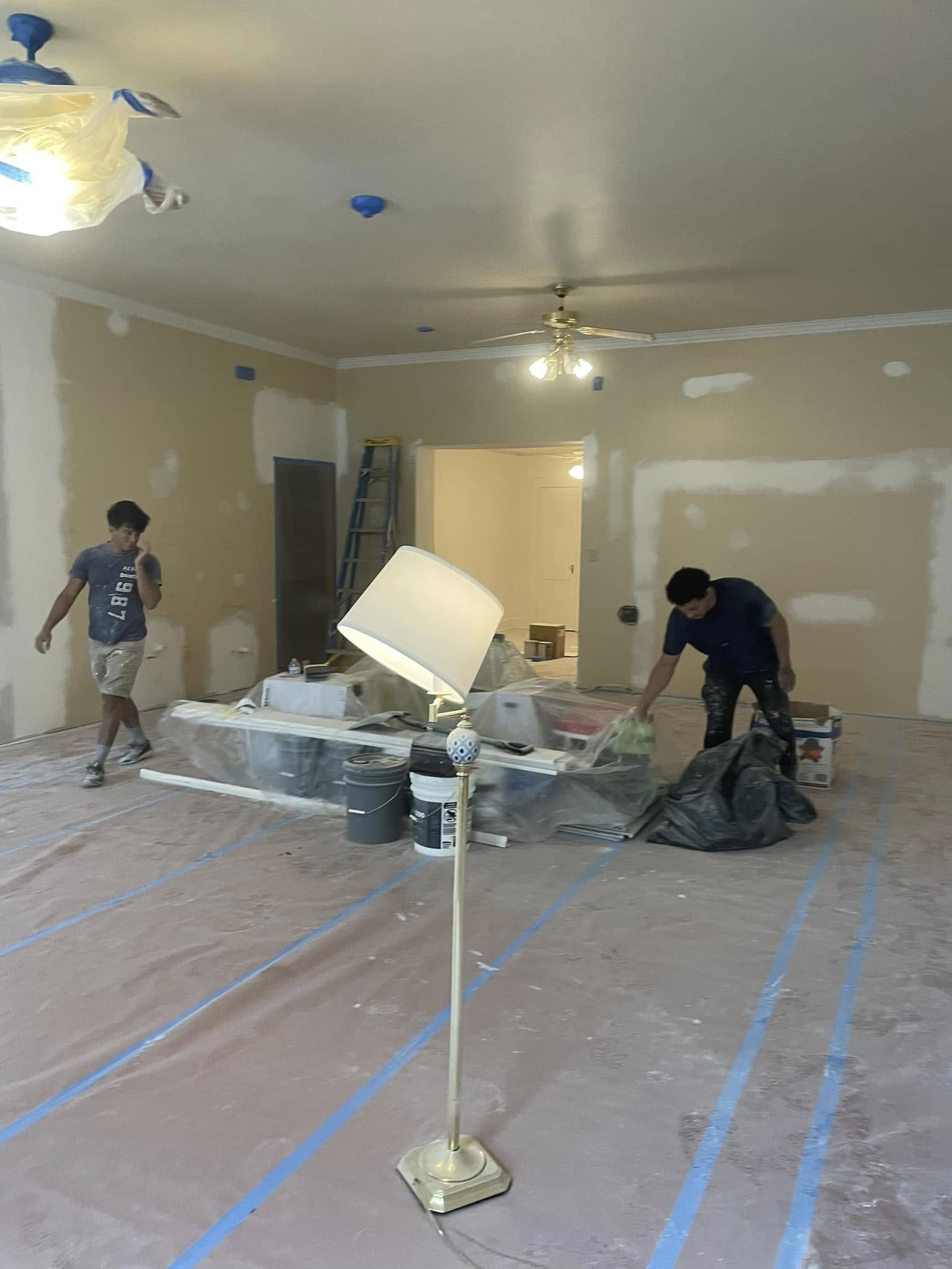 Interior painting preparation and drywall work